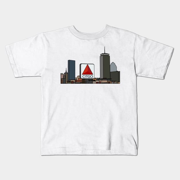 Boston Skyline Kids T-Shirt by Sci-Emily